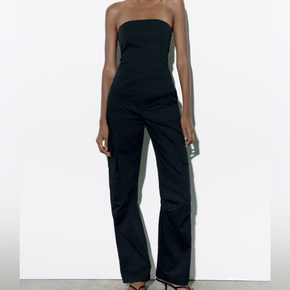 Brand new Zara size L cargo jumpsuit black